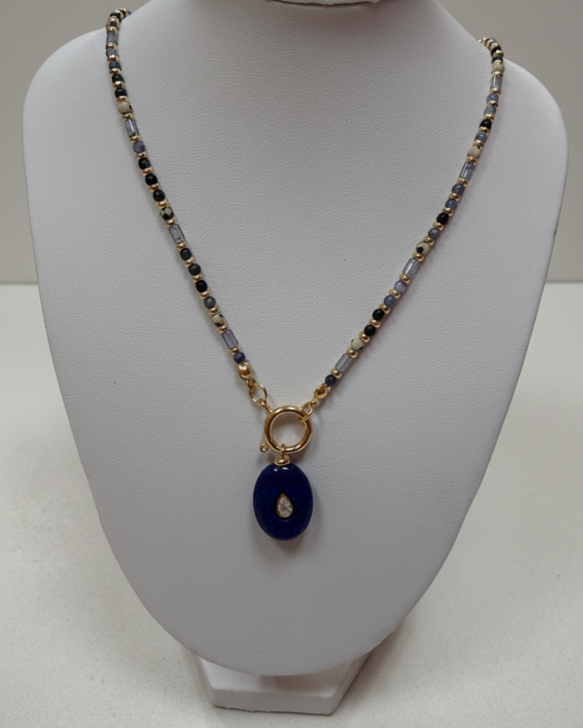 D+G Stone & Multi Beaded Necklace