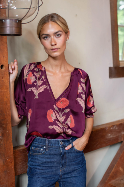 Marea Wynona Top Burgundy Zinnia