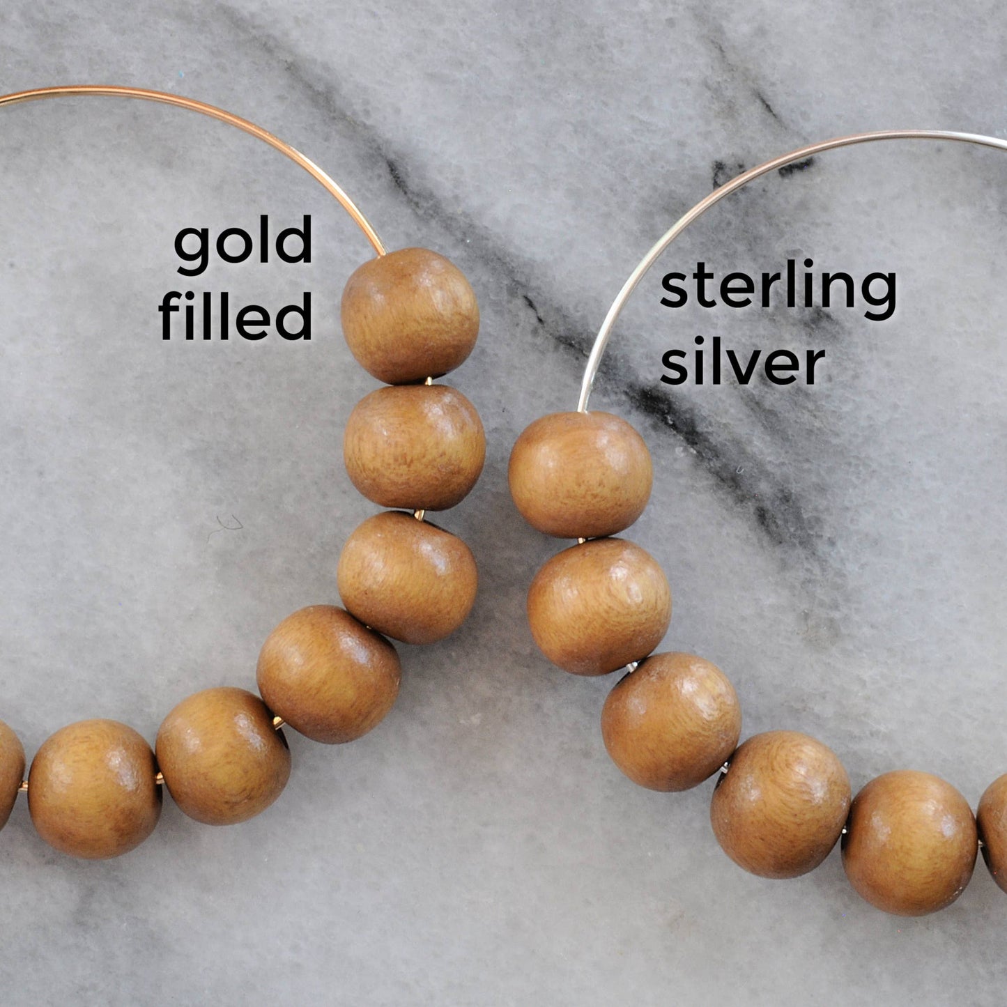 Wood Bead Hoop Earrings