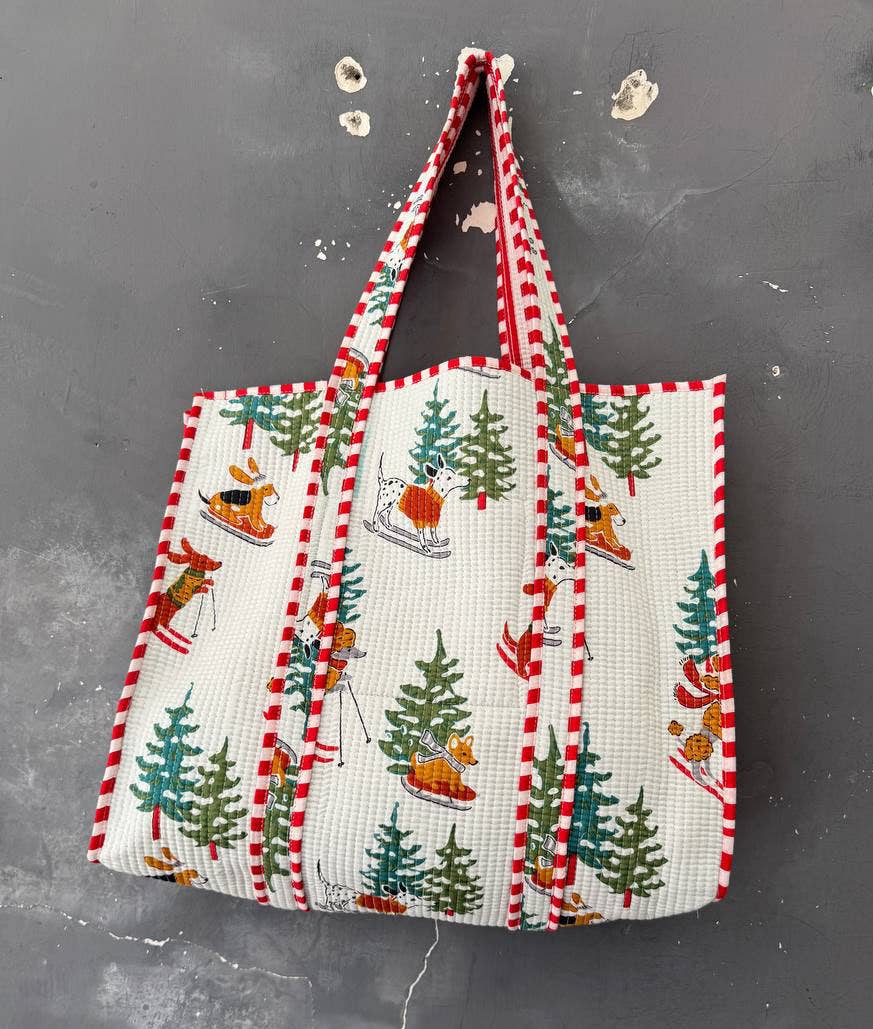 Holiday Cotton Large Tote