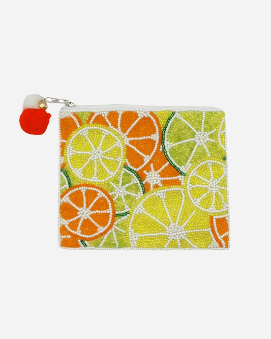 Lemon Lime Beaded Coin Pouch