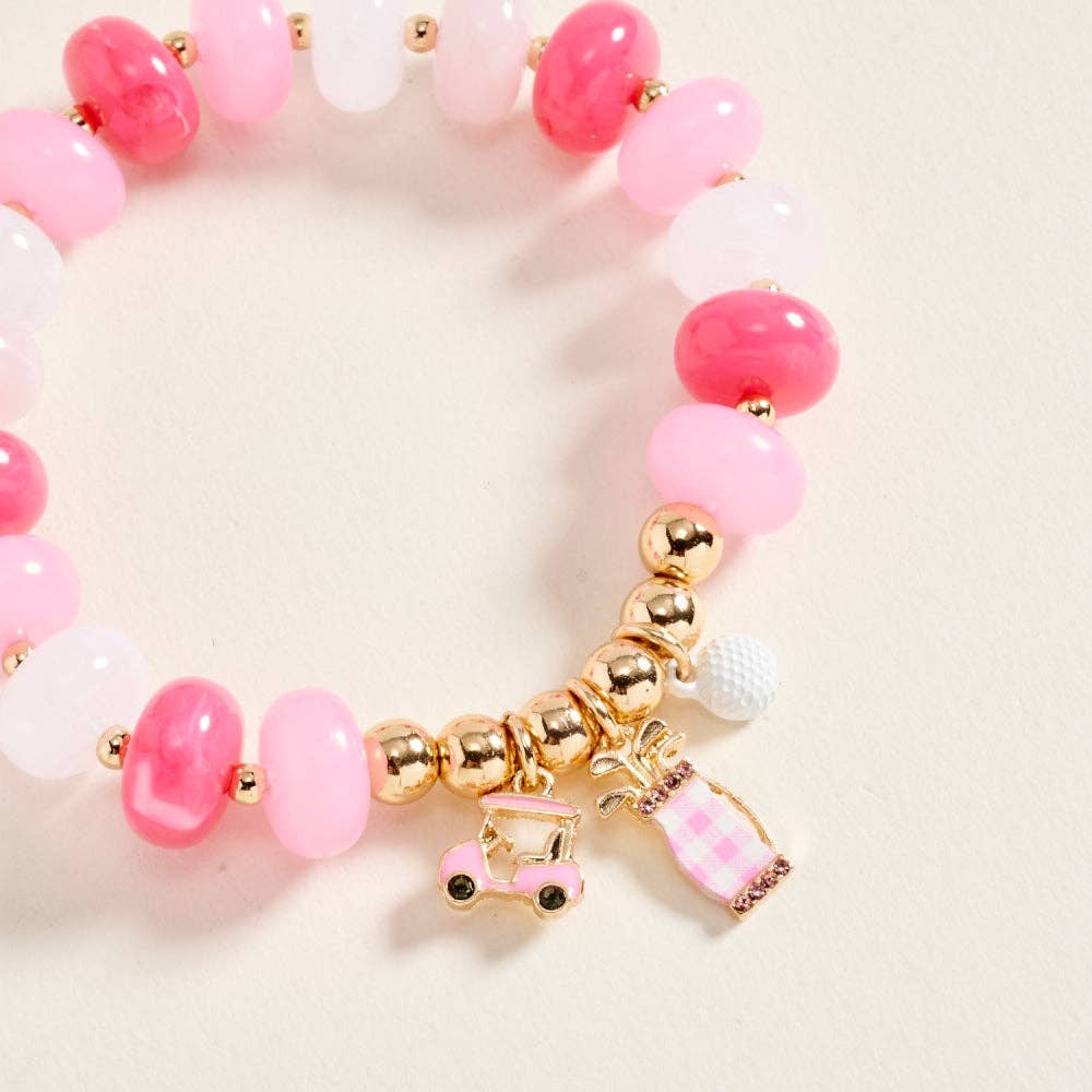 Golf Charm Beaded Bracelet