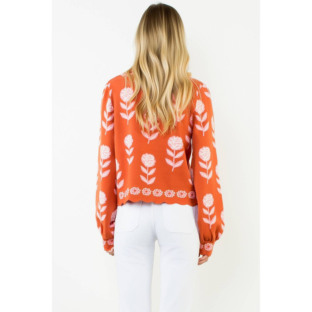 THML Flower Print Turtle Neck Sweater