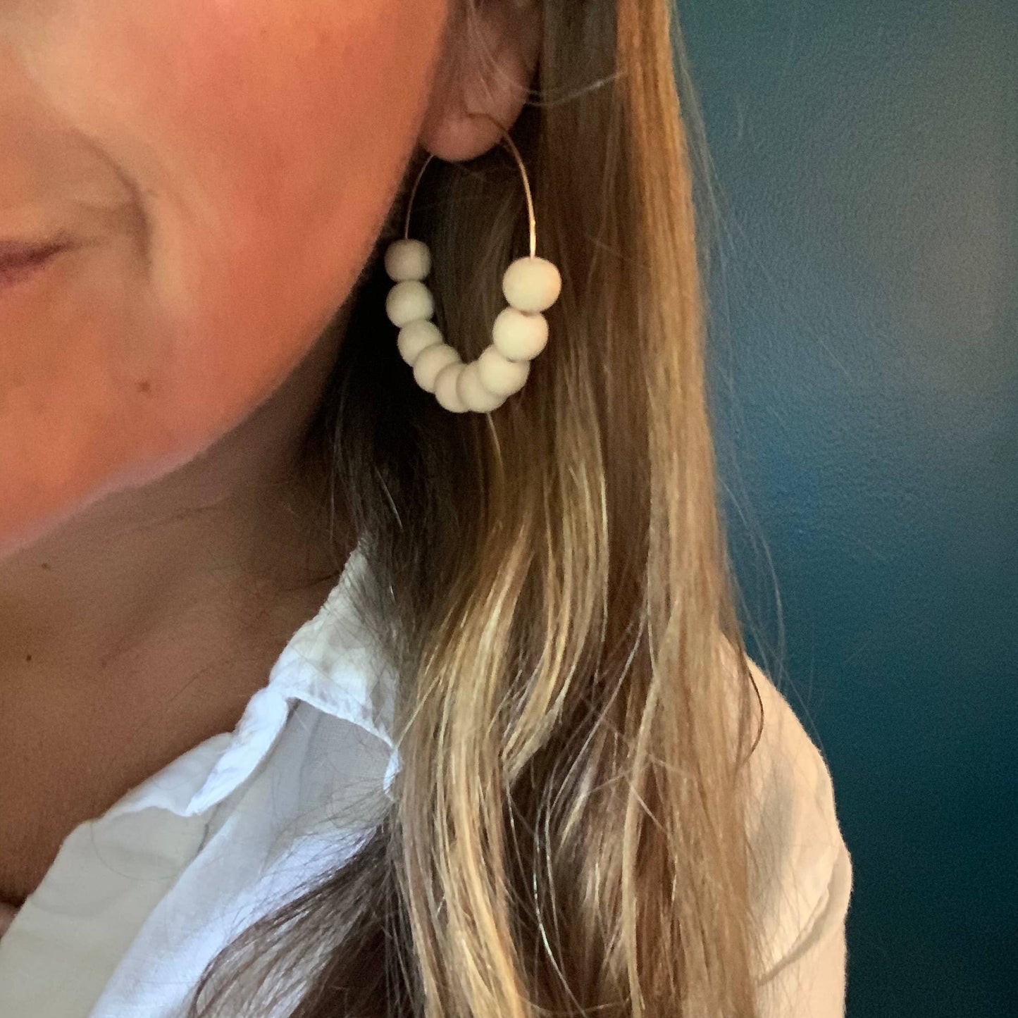 Wood Bead Hoop Earrings