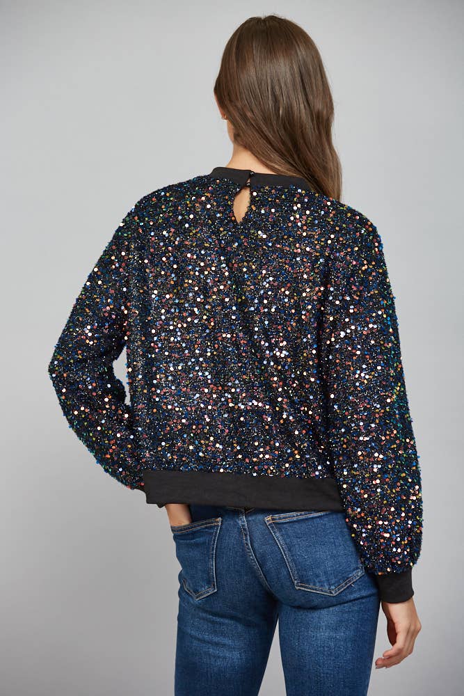 Sequin Round Neck Top