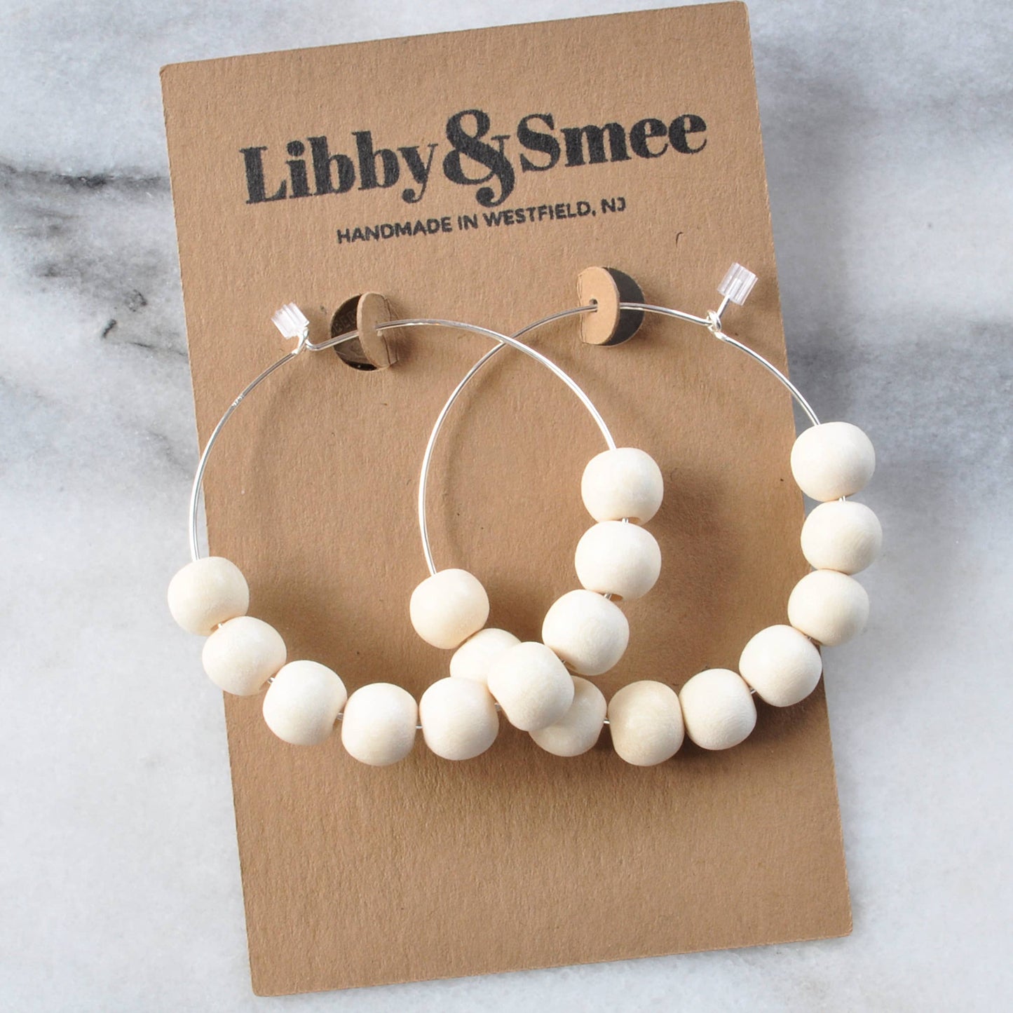 Wood Bead Hoop Earrings