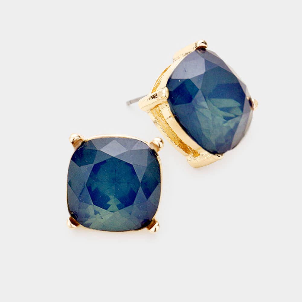 Square Stone Stud Earrings