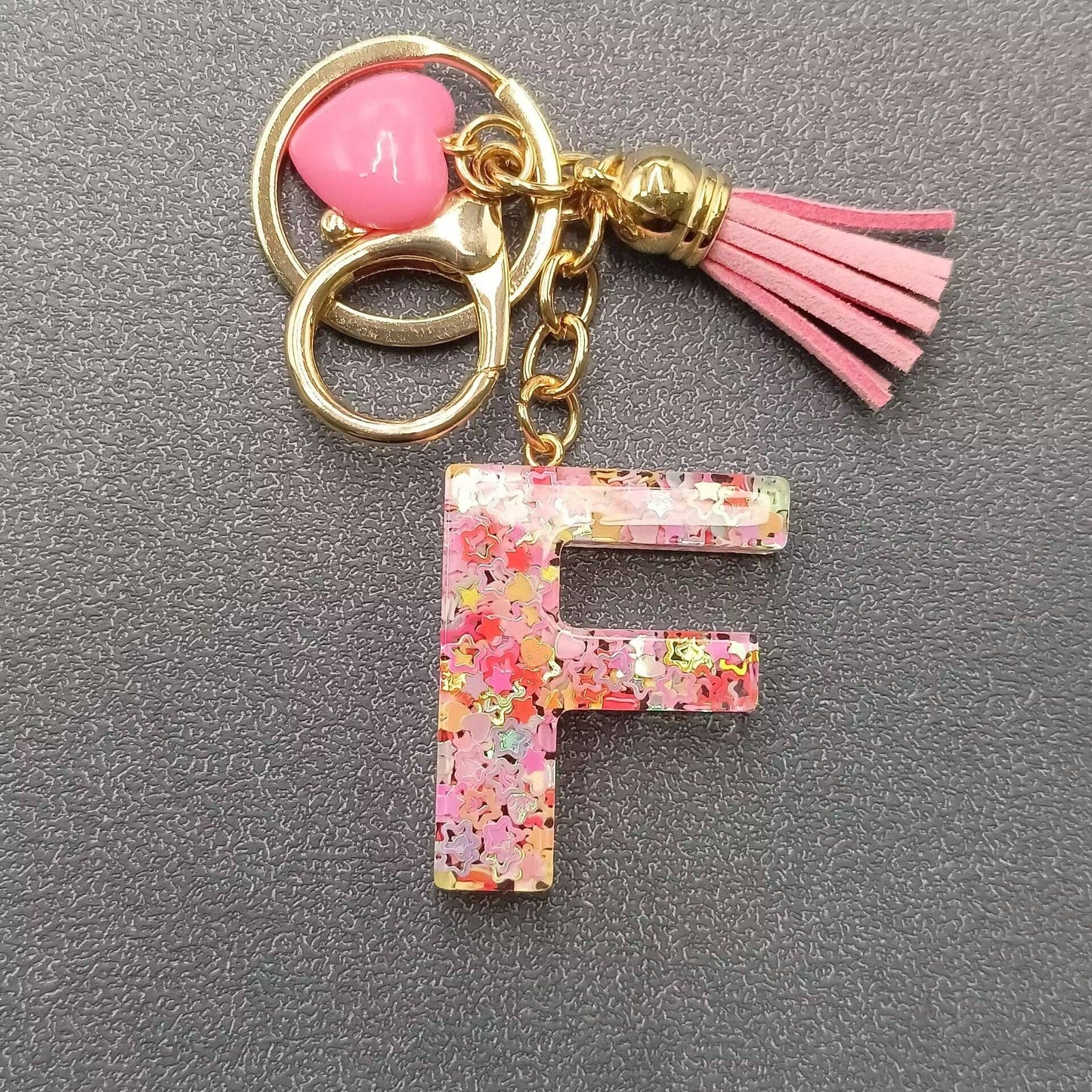 Pink Sequin Initial Keychains