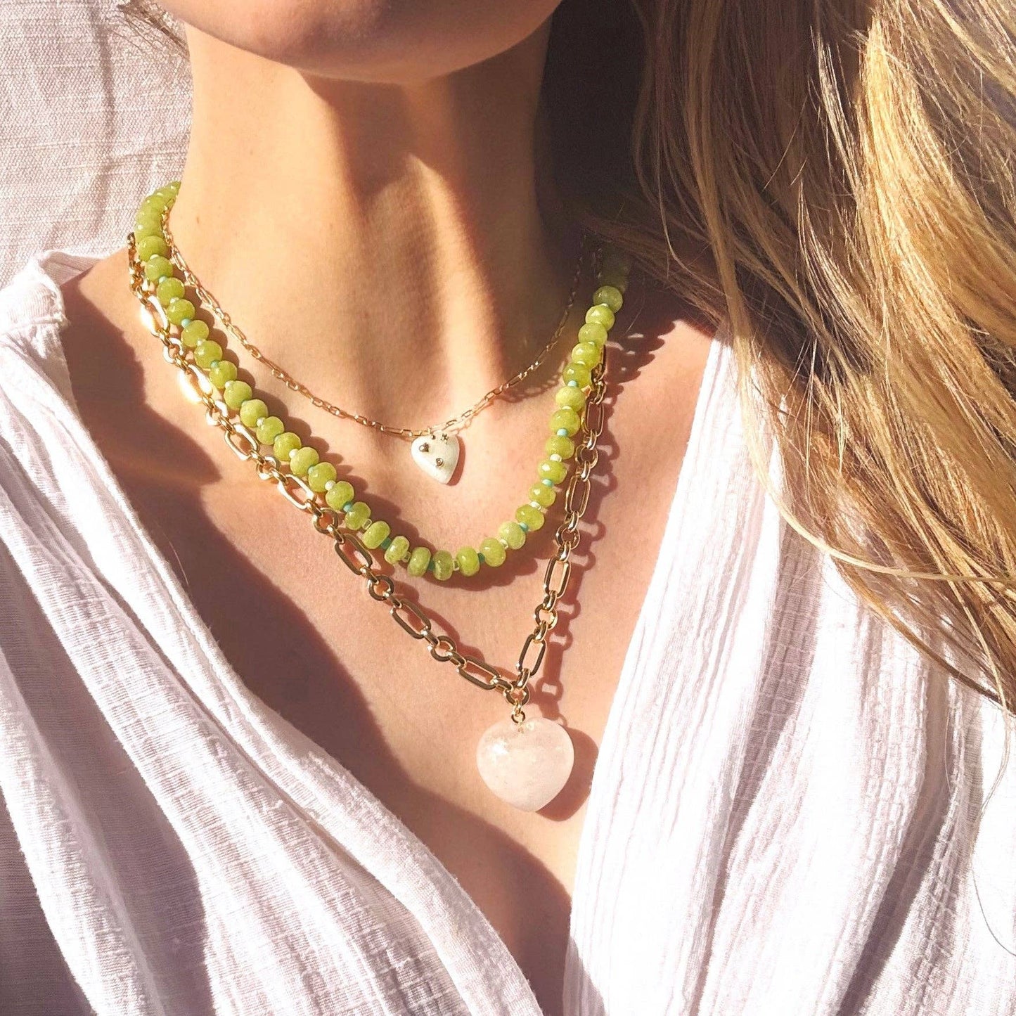 Stone Heart Pendant Necklace