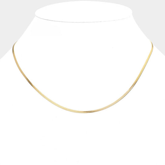 Stainless Steel Herringbone Chain Necklace