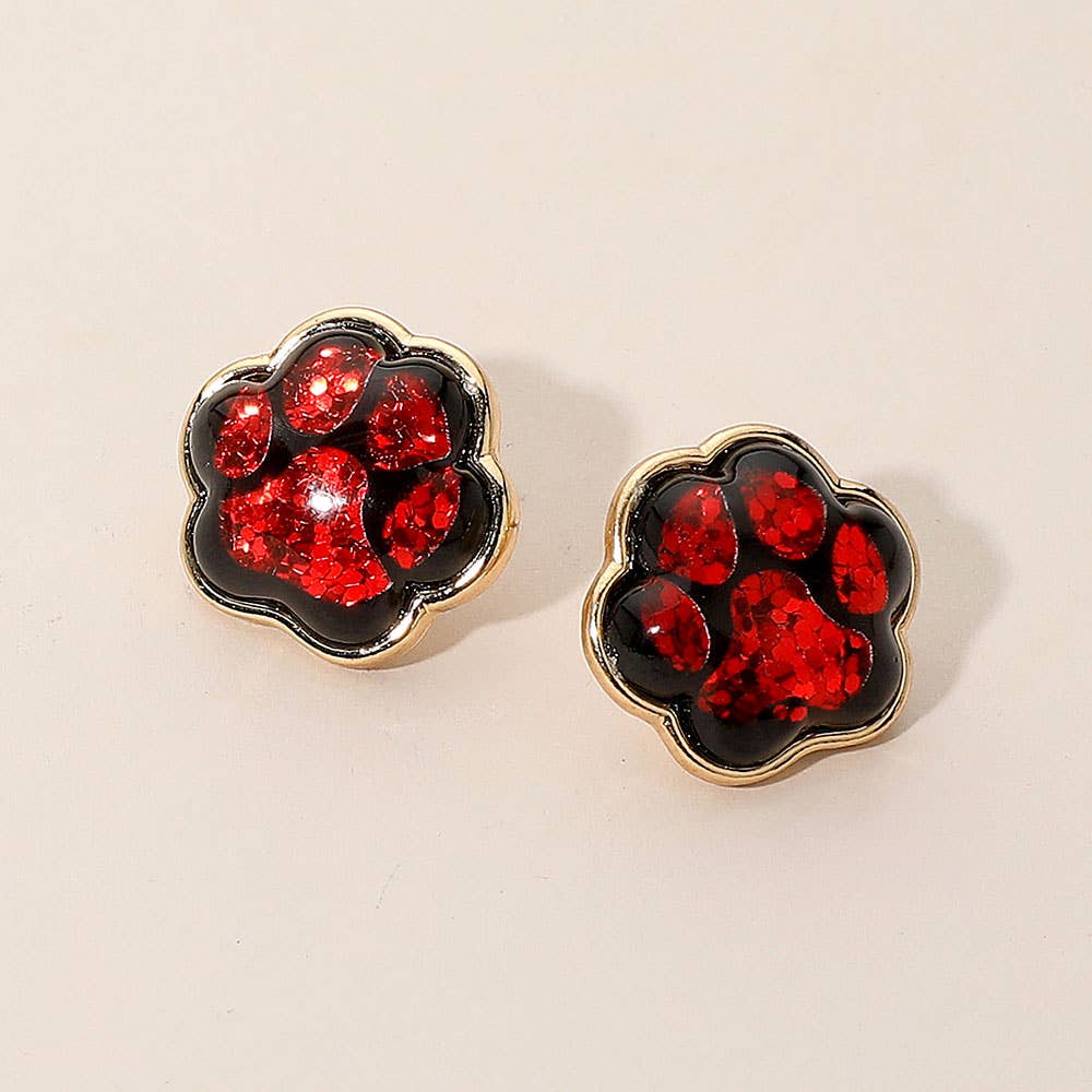 Glitter Paw Stud Earrings