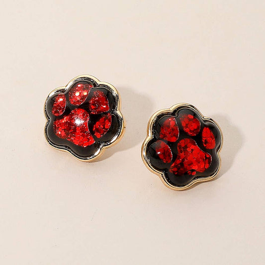 Glitter Paw Stud Earrings