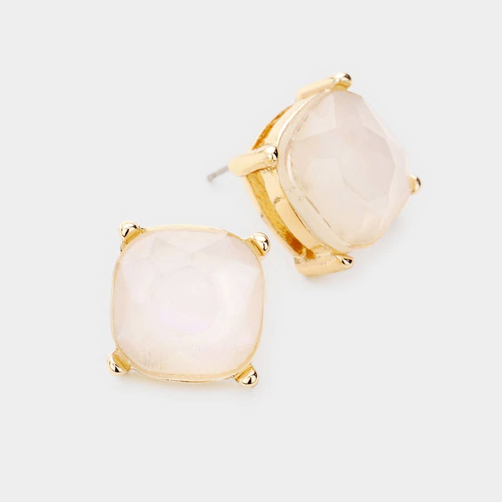 Square Stone Stud Earrings