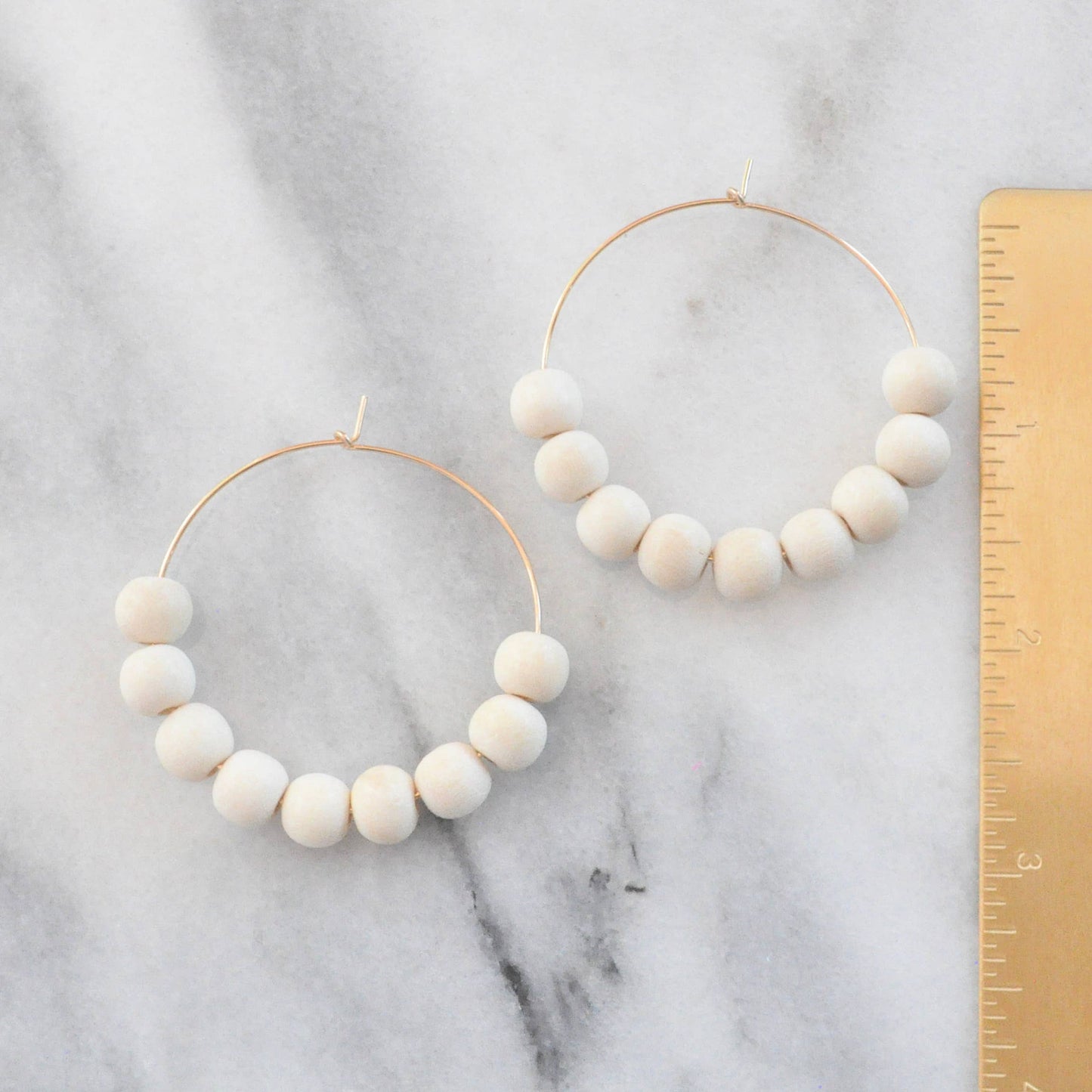 Wood Bead Hoop Earrings