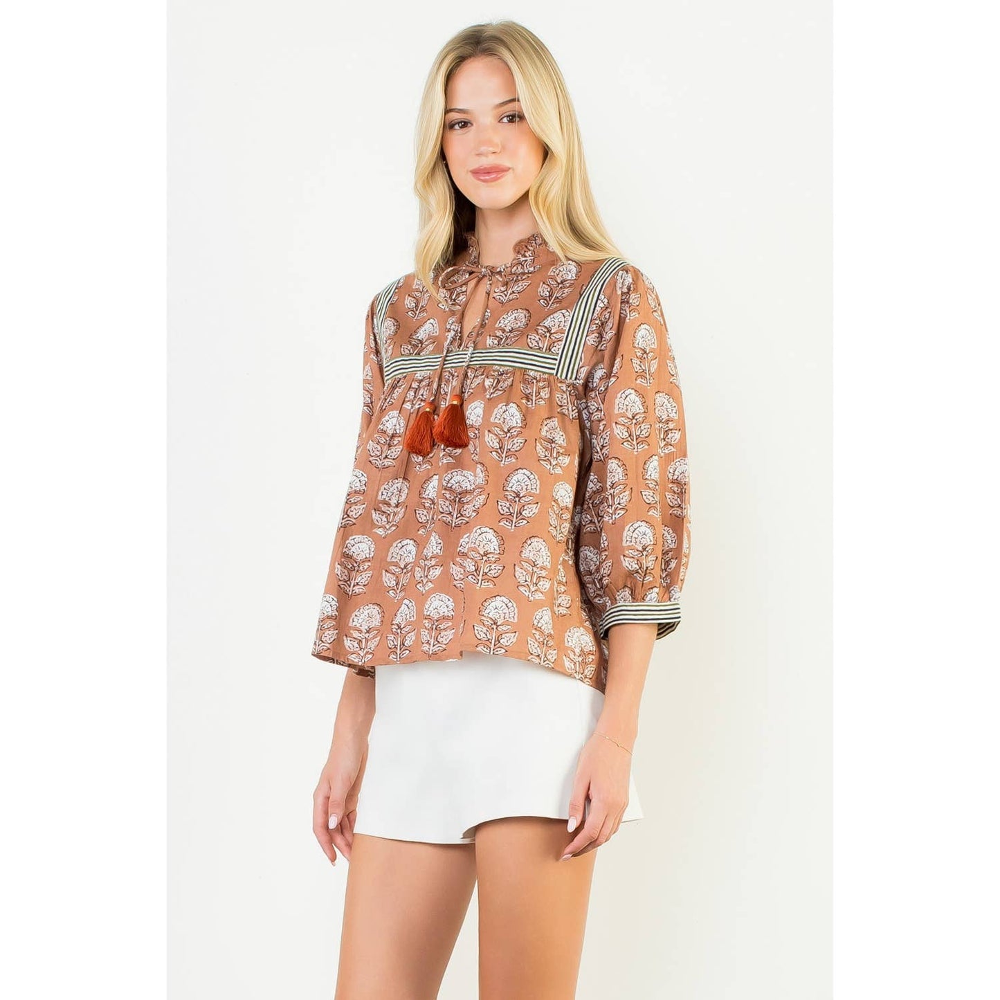 THML Floral Tassel Top