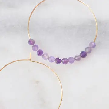Libby & Smee Large Gemstone Gold Filled Hoop Earrings