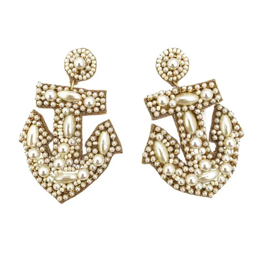 Pearl Anchor Earrings