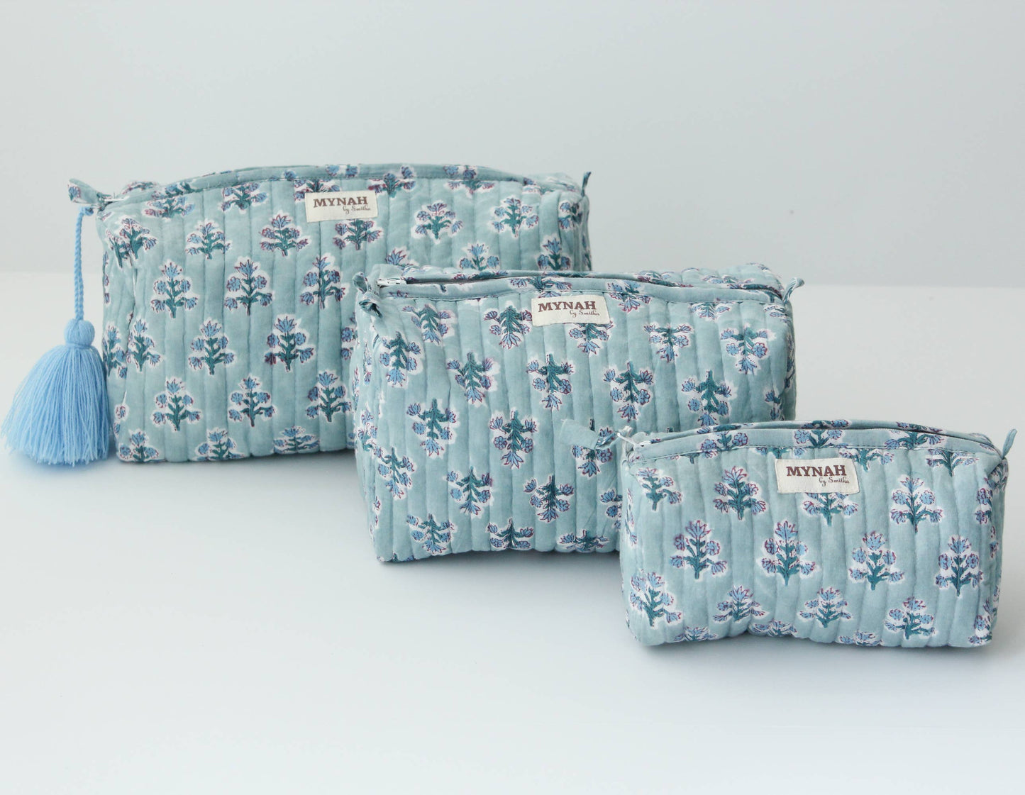 Block Print Quilted Make-Up Bag