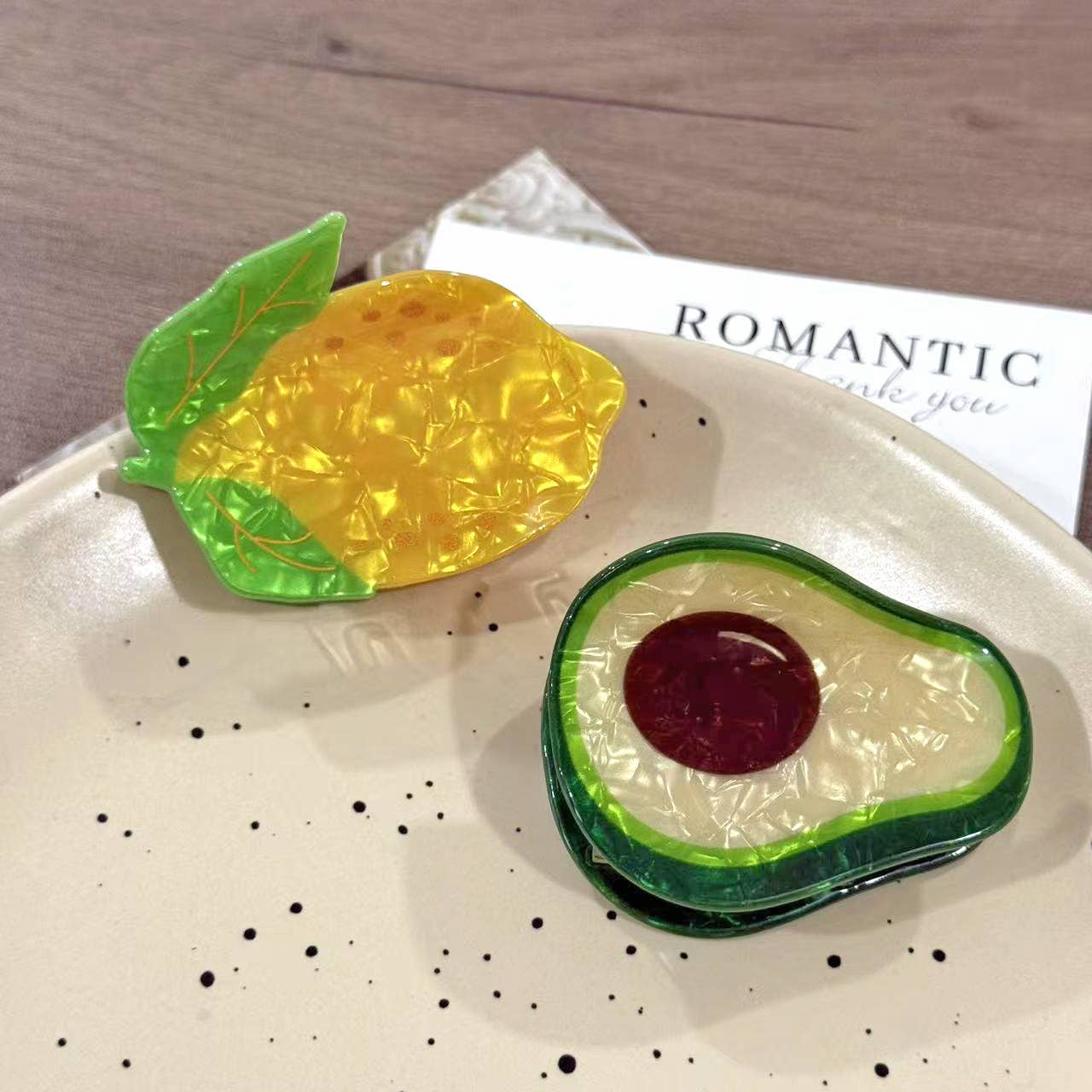 Fresh Fruit Design Hair Claw, Strawberry & Lemon Hair Clip