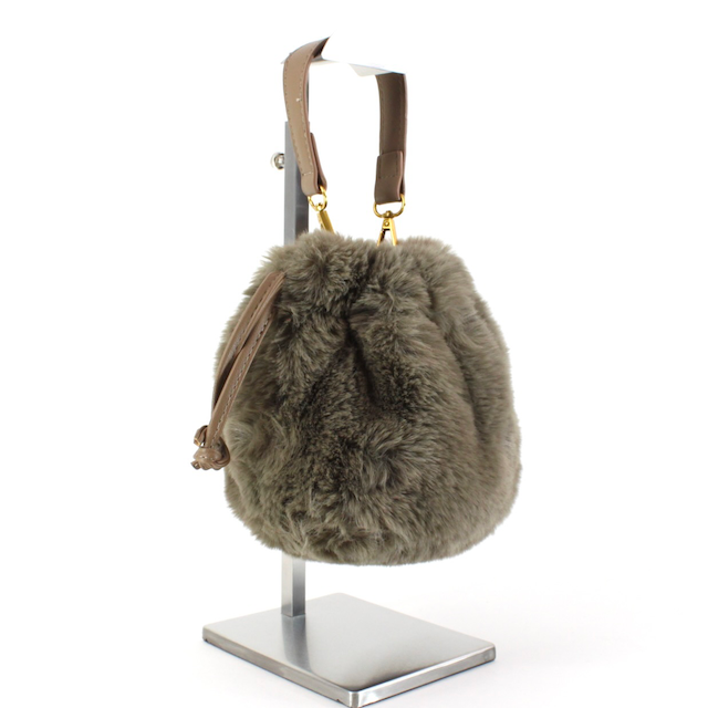 Faux Fur Drawstring Bucket Crossbody Bag