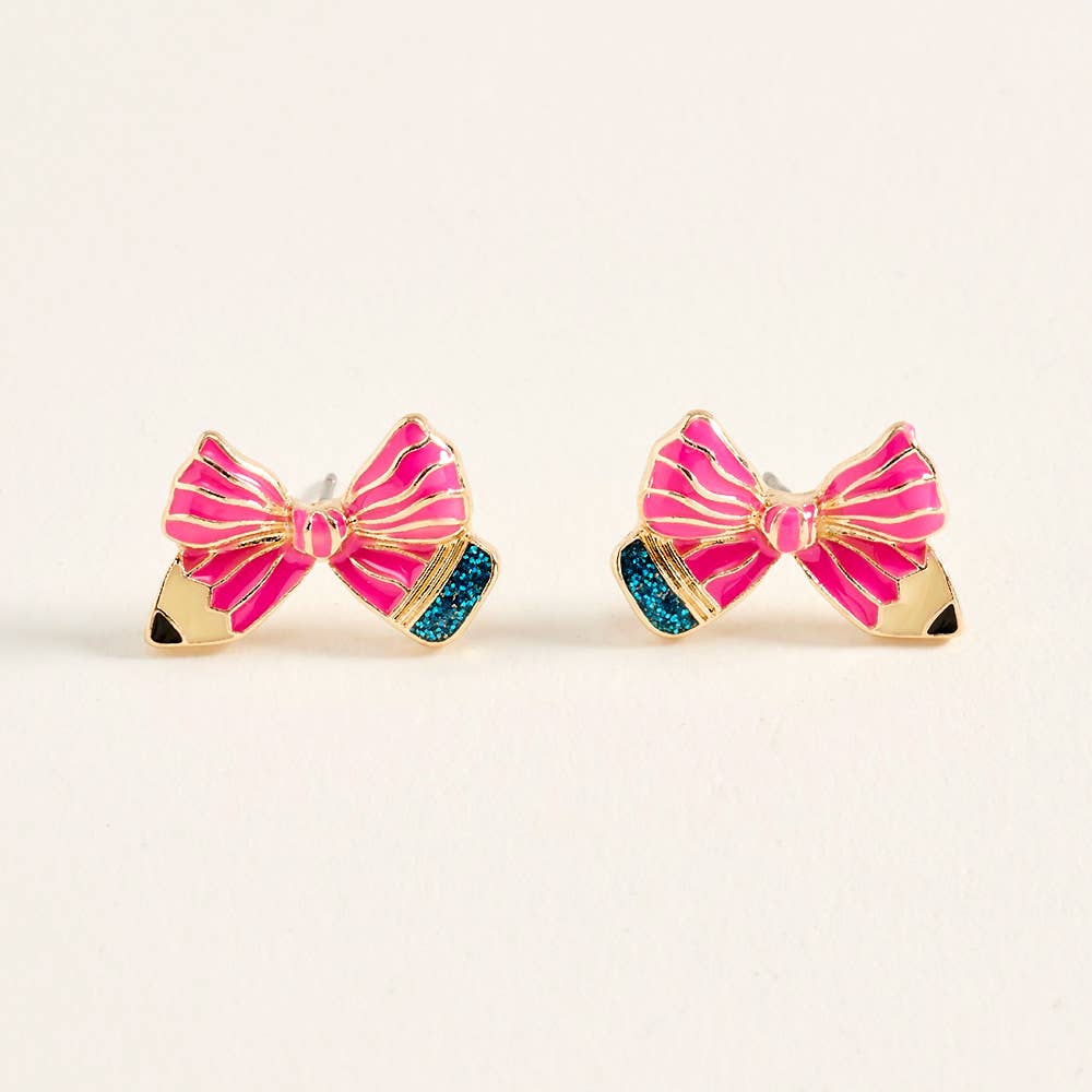 Bow Pencil Stud Earrings