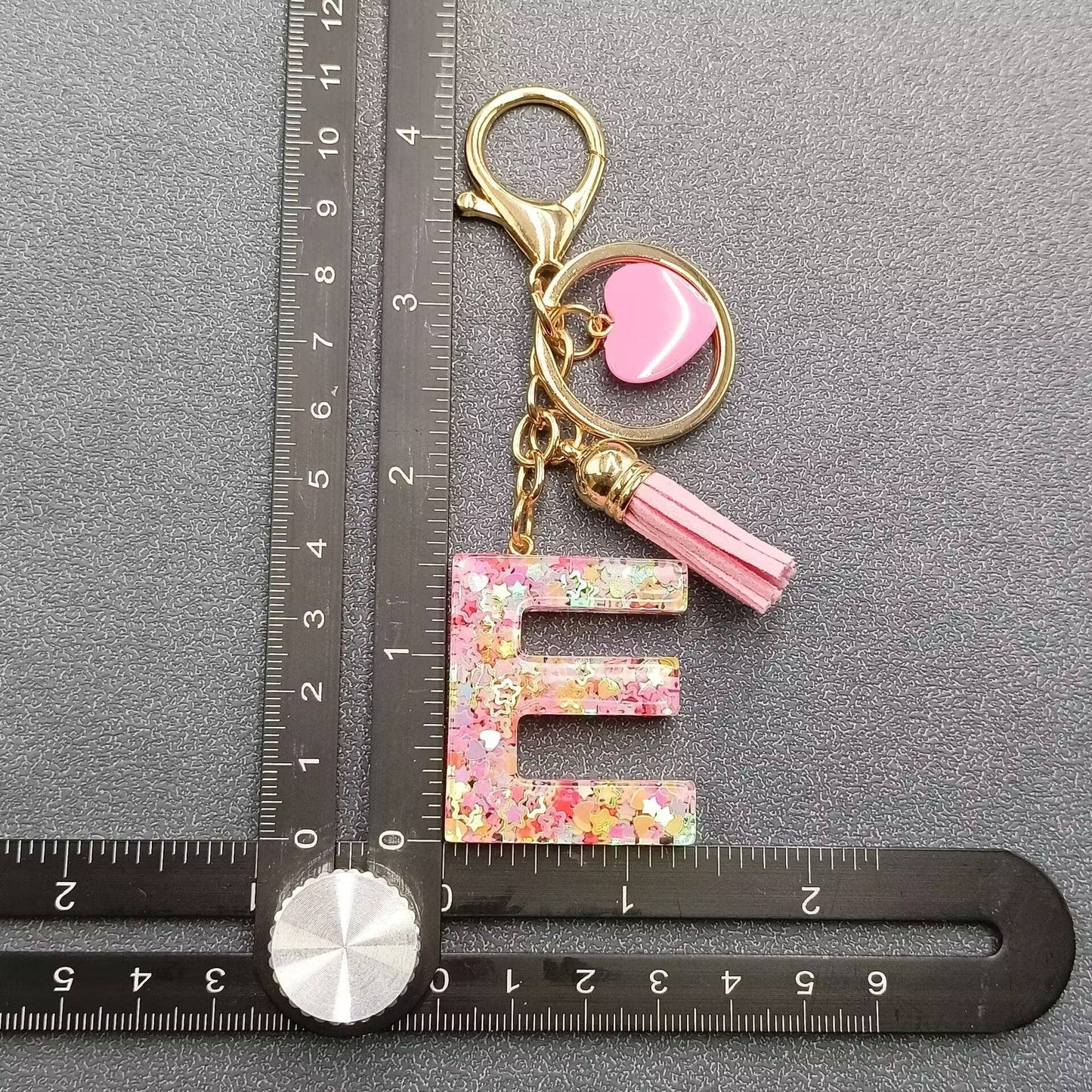 Pink Sequin Initial Keychains
