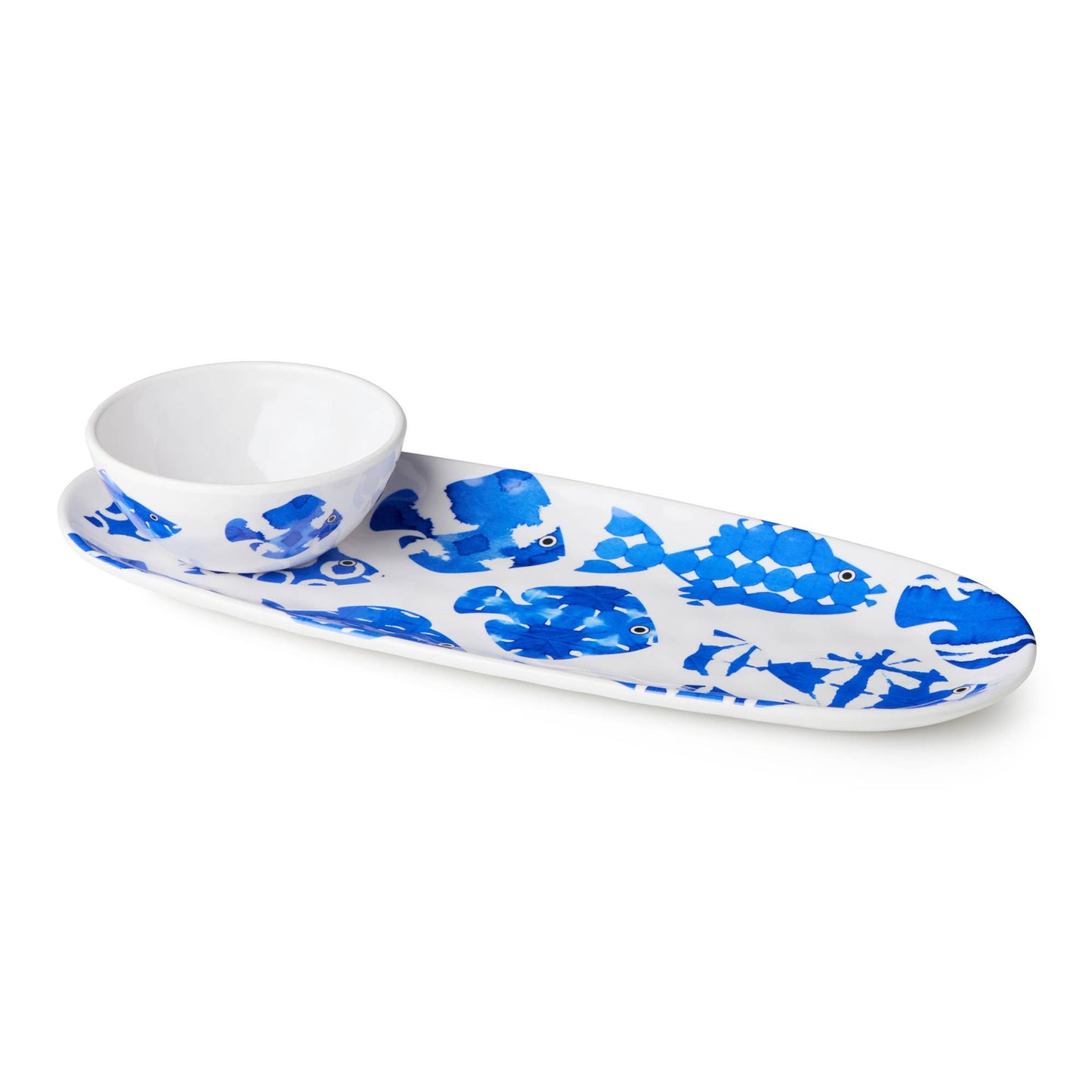 Fish Melamine Oval Tray with Dip Bowl