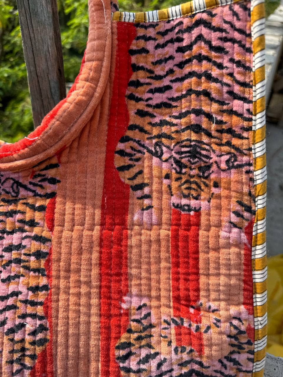 Tiger Velvet Quilted Tote