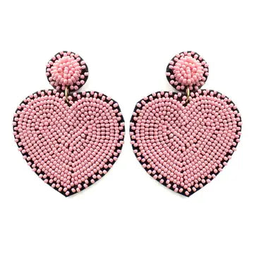 Beaded 3 Heart Earrings