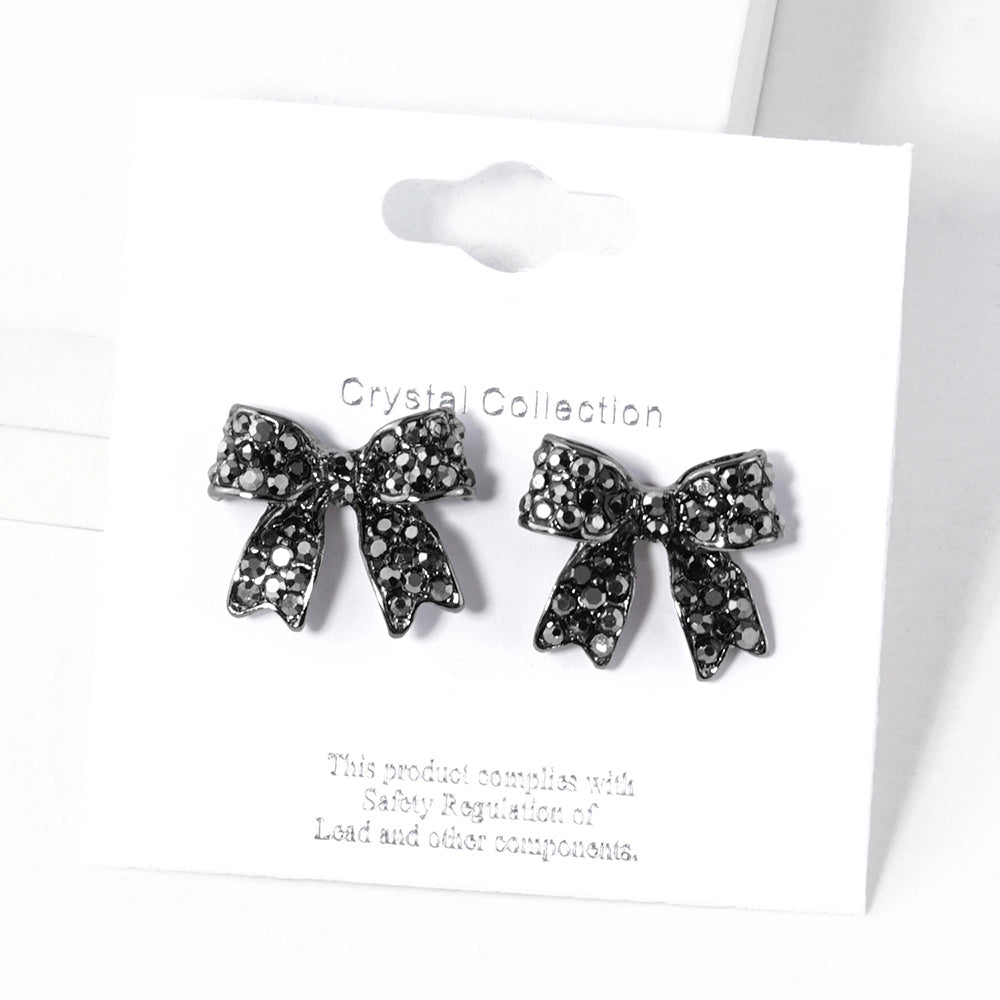 Crystal Bow Stud Earrings