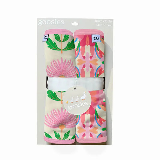 Goosies Pink Block Print Burp Cloth Set