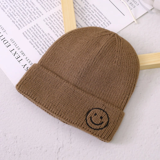 Baby/Little Kids Embroidered Smiley Knitted Hat