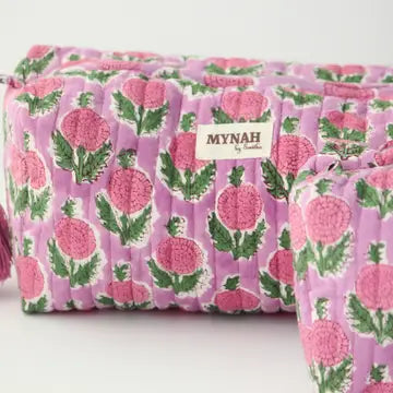 Block Print Quilted Make-Up Bag