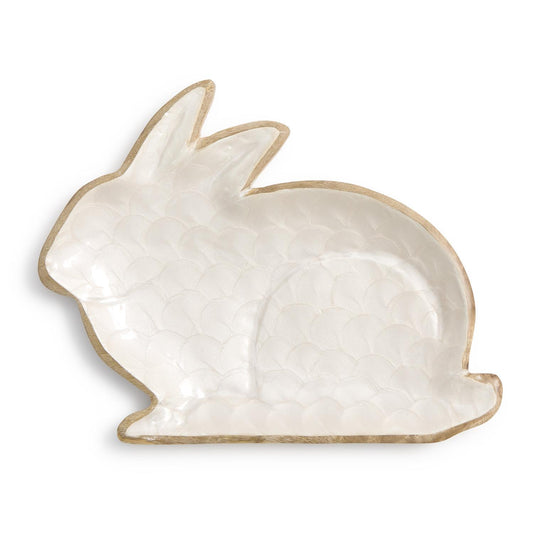 Two's Company Hand-Crafted Bunny Tray