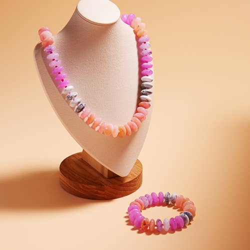 Disk Beaded Mixed Stretch Bracelet