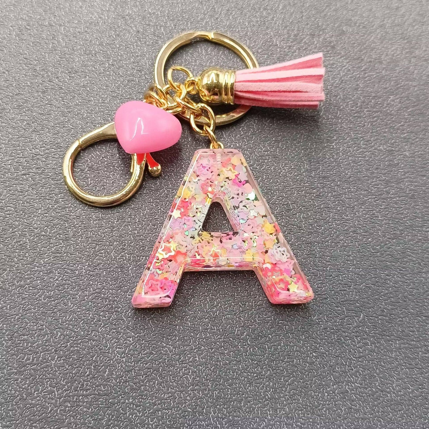 Pink Sequin Initial Keychains