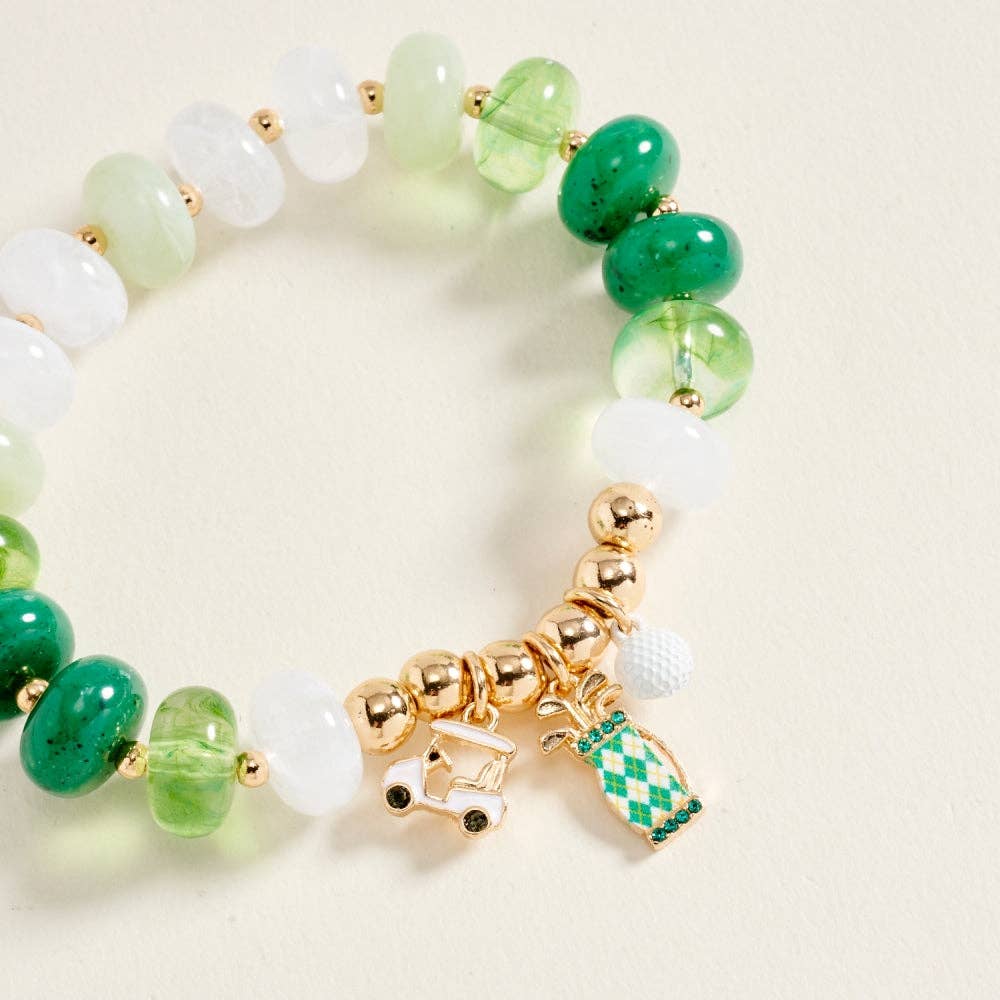 Golf Charm Beaded Bracelet