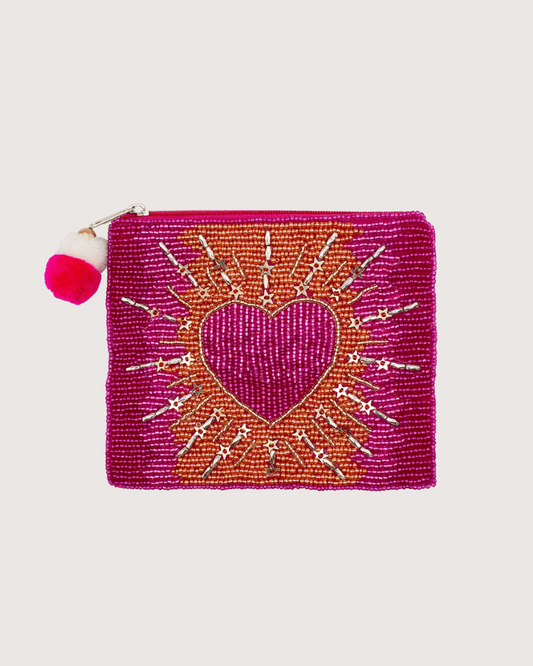 Shining Heart Beaded Pouch