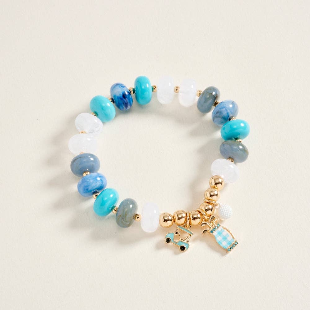 Golf Charm Beaded Bracelet