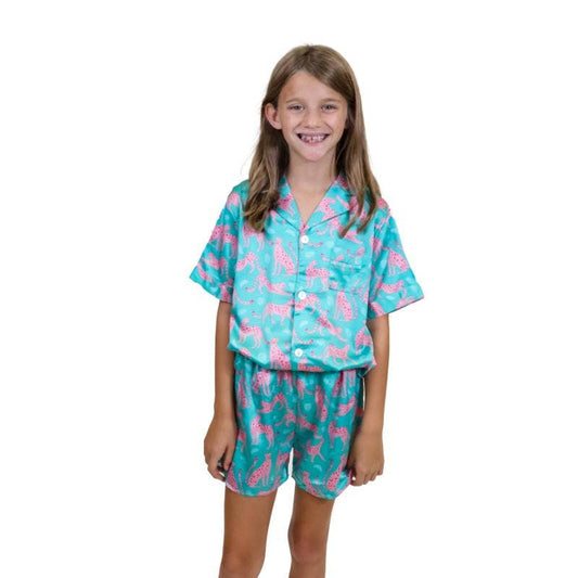 Kids Cheetah Satin Pajama Set