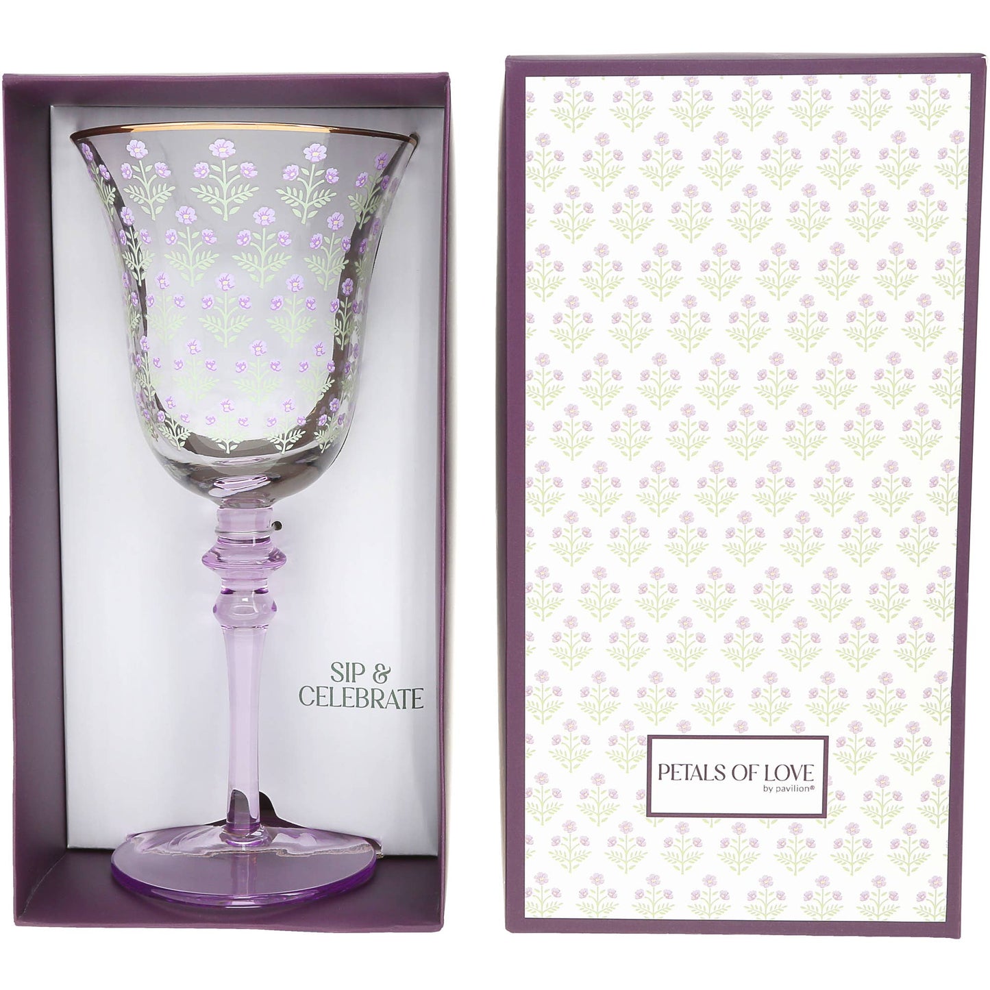Petals Gift Box Wine Glass "Sip + Celebrate"