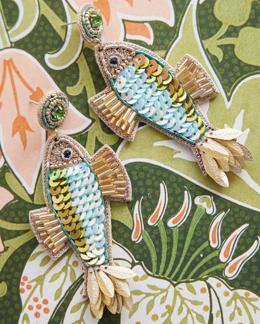Fancy Fish Earrings in Blue