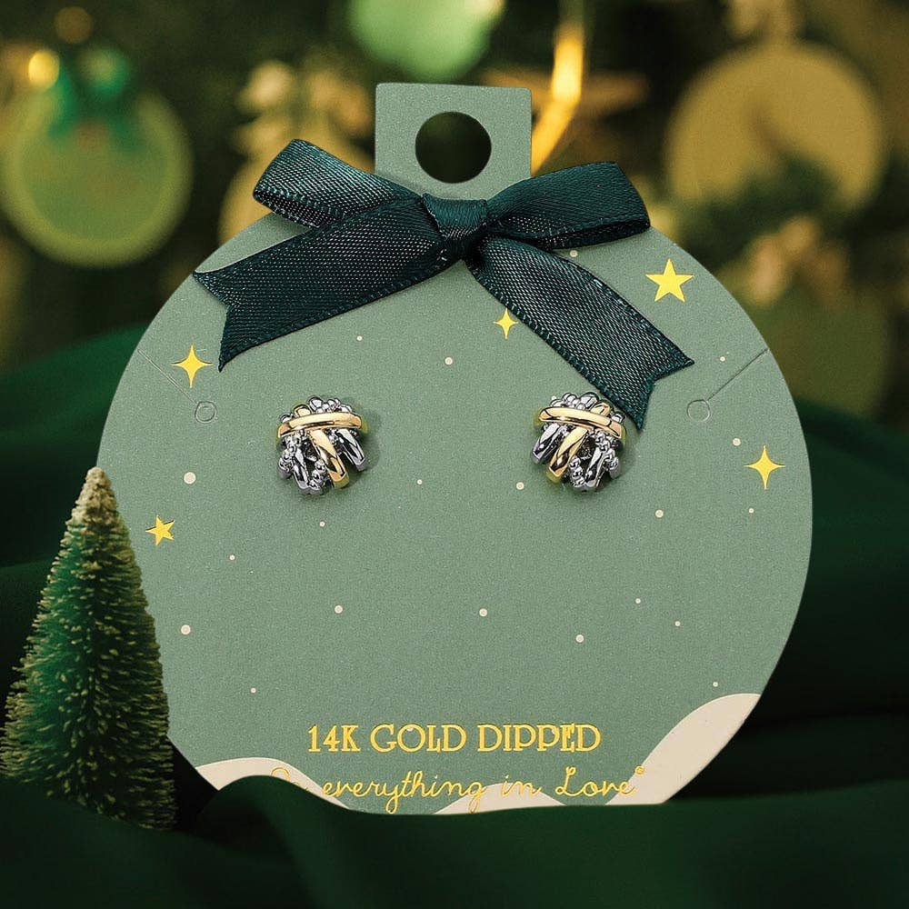 Two Tone Textured Knot Cluster Earrings