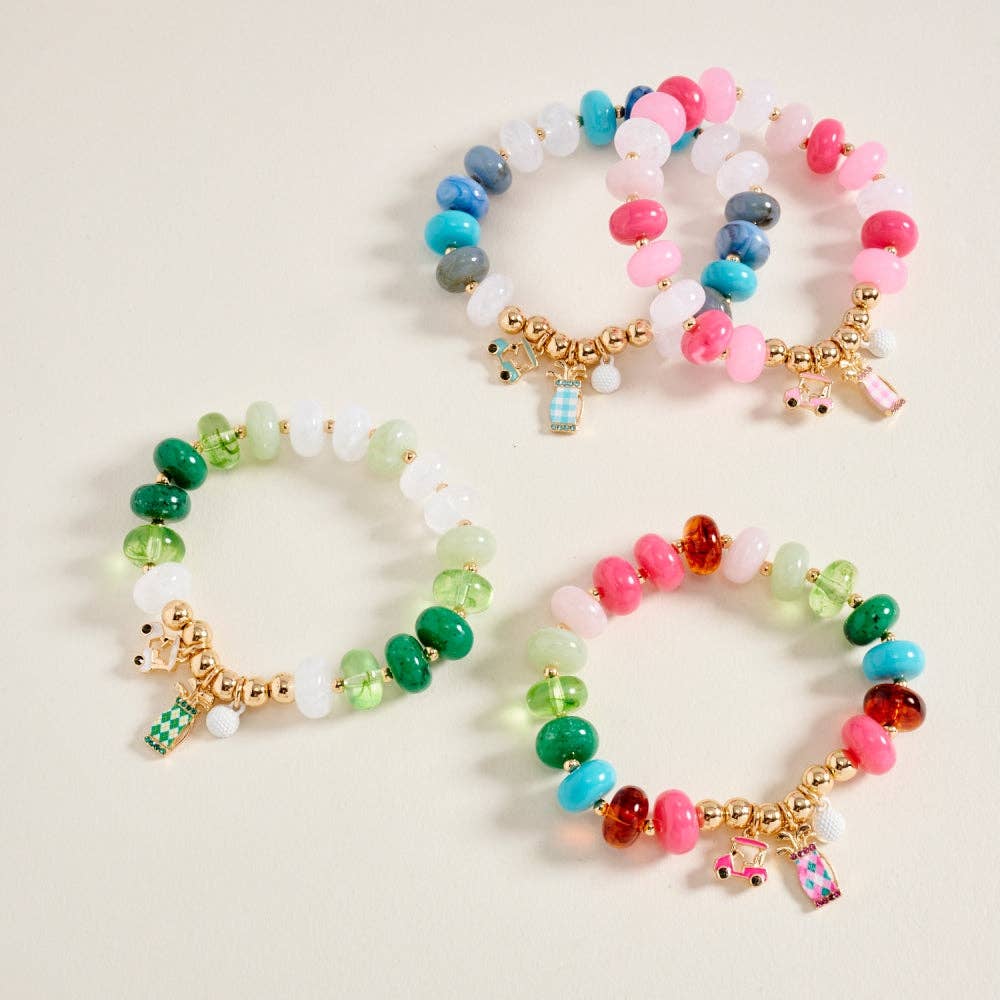 Golf Charm Beaded Bracelet