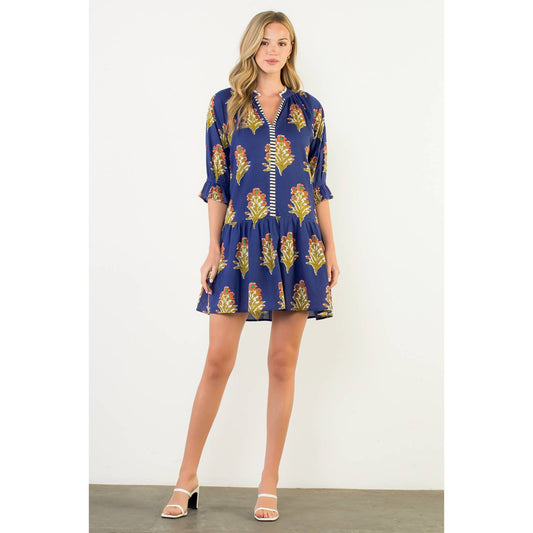 THML Floral Print Ruffle Sleeve Dress