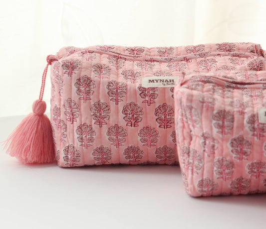 Blush Quilted Travel Pouch