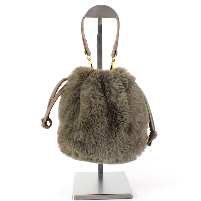Faux Fur Drawstring Bucket Crossbody Bag