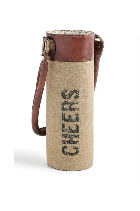 Cheers Up-Cycled Canvas Double Wine Bag