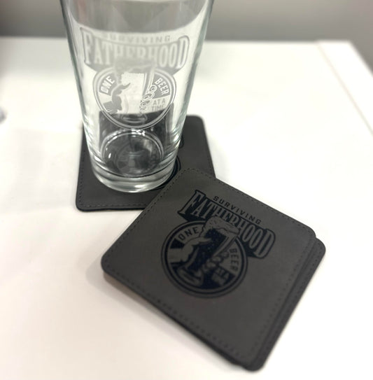 Fatherhood Leather Coaster