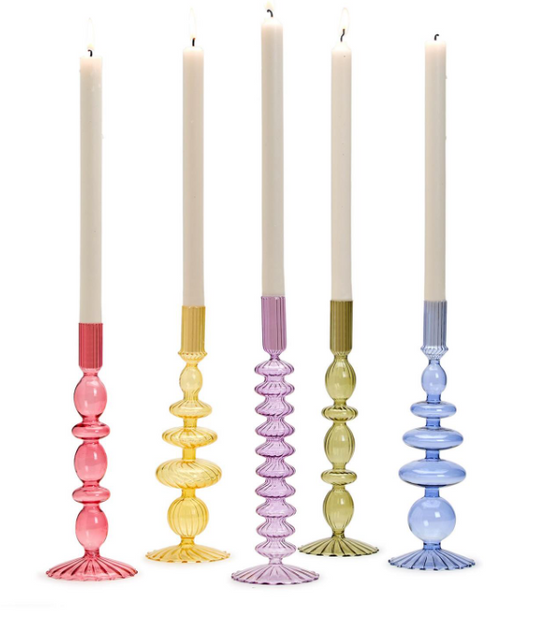 Two's Company Colored Glass Candleholder